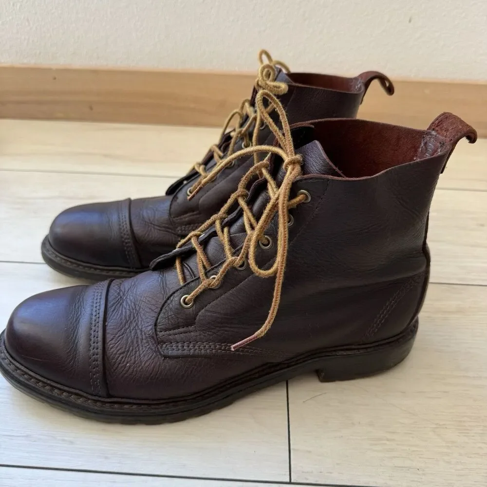 Men’s Allen Edmonds Normandy Cap Toe 10 D Boots Brown Leather Steampunk Handmade